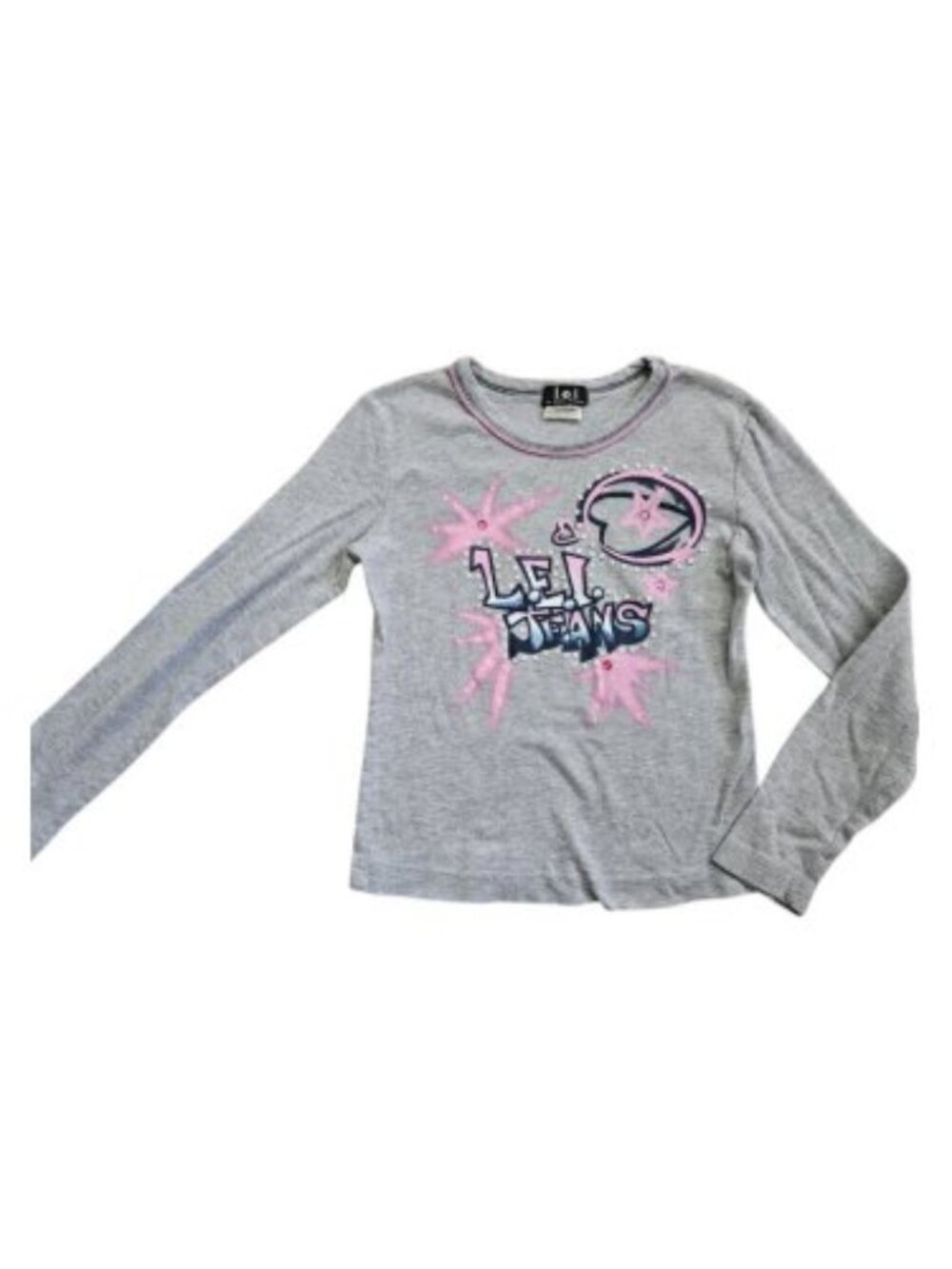 L.E.I. Gray Sparkly Long Sleeved Top Girls Size 7-8